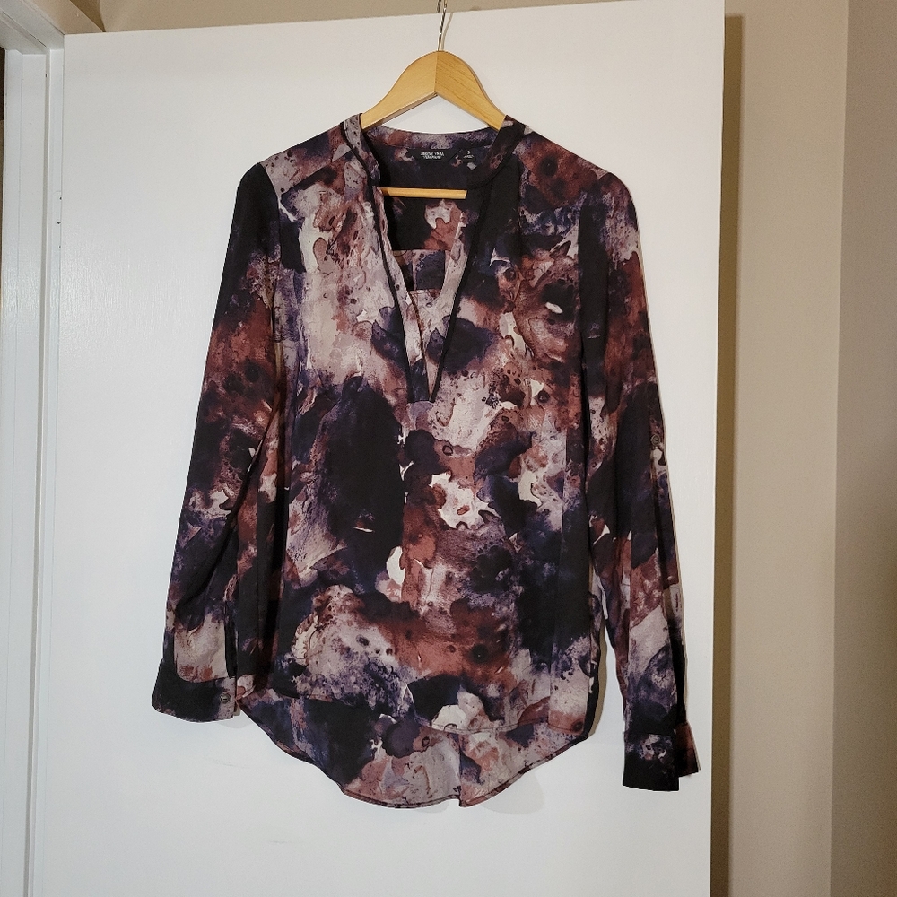 Vera Wang Abstract Print Blouse - Black and Purple